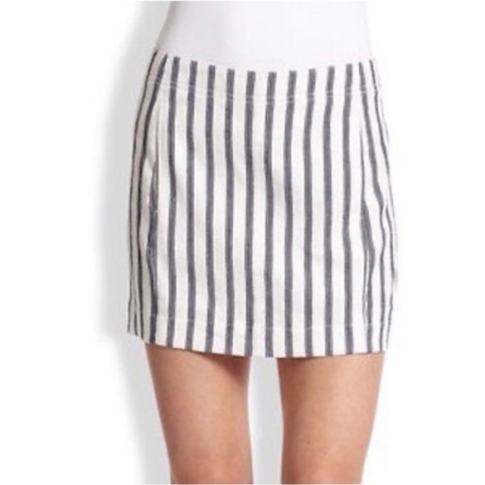 Theory Skirt Linen Matai Blue and White Women's Summer Casual Mini size 8